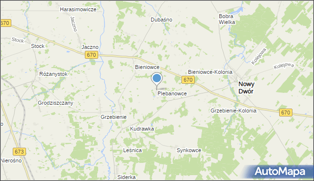 mapa Plebanowce, Plebanowce gmina Nowy Dwór na mapie Targeo